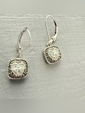 Judith Jack 925 Sterling Silver Heart Dangle Earrings